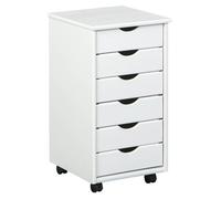 Caisson 6 Tiroirs Bois Massif Vernis Blanc - SYDNEY - ALTOBUY Blanc G