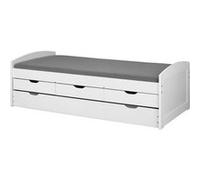AltoBuy Sydney - Lit Gigogne 90x200cm + 3 Tiroirs Bois Massif Vernis Blanc