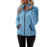 SYDUZAX Veste Polaire Femme Grande Taille Manteaux à Col Montant Manches Longues Veste Femme Hiver avec Fermeture éclair Vestes Chaude Femmes Cardigan en Peluche Douces et Confortables