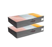 SYEXDZON Boîte de Rangement Sous Lit, Côtés et Fond en PP, 80x40x15cm, Gris | Fenêtre Transparente, Pliable, Poignée Renforcé, Closet Organizer, Pour Couvertures, Couettes