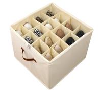 SYEXDZON Organisateur de Chaussures, Boite Rangement Chaussure Convient pour 16 Paires, Grand Boîte à Chaussures Conteneurs avec Séparateurs Réglables, Pliable Organiseur (Beige)