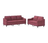 SYFAX™ Ensemble de canapés 2 pcs avec coussins Rouge bordeaux Tissu