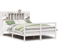 SYFAX™ Lit bibliothèque sans matelas blanc 140x200 cm bois pin massif
