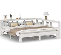 SYFAX™ Lit bibliothèque sans matelas blanc 200x200 cm bois pin massif