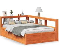 SYFAX™ Lit bibliothèque sans matelas cire marron 120x200 cm pin massif