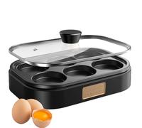 Syfunlv Mini Machine à Petit-déjeuner Portable, Poêle à frire électrique multifonction, Poêle pour le petit déjeuner, 900w, avec 6 compartiments, Poêle à oeufs au plat avec creux pour oeufs (noir)