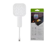 SYFUNLV Raquette Electrique Insectes,3500 V Puissant Raquette Anti Moustique,Deux en Un Electrique USB,pour Tuer Atres Insectes Volants, Postuler à Intérieur et Extérieur (Blanc)