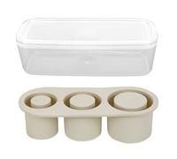 SYFUNLV Stanley Cup Ice Mold,Bacs à Glaçons Réutilisables à 3 Cylindres Creux,Bac à Glaçons en Silicone avec Couvercle, 3 en 1 Moule à Glace en Silicone,pour Gobelets de 20 à 40 Oz (Beige)