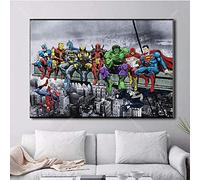SYFXLLV Superhero Toile Peinture Animation Comics Marvel Affiche Imprime Hulk Captain America Superman Home Wall Art Enfants Cadeau D'anniversaire-60x90cm Sans Cadre