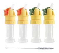 Syglawnd Becs de bouteille en Silicone, pailles Anti-étouffement pour enfants avec brosses de nettoyage, adaptateur bec d'eau 4 pièces