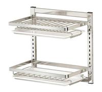 Syglawnd Égouttoir à Vaisselle Mural, égouttoir à Vaisselle 2 Niveaux sur évier, Rangement de vidange en Acier Inoxydable antirouille pour la Cuisine, Argent, Suspendu