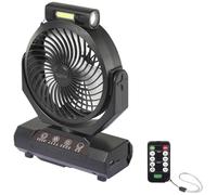 Sygonix Ventilateur sans fil 4.6 W (Ø 205 mm) noir, piles possible, éclairage, oscillant