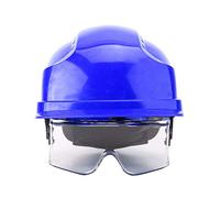 SYH&AQYE Casque de Sécurité, Casque à Visière, Casque de Sécurité avec Visière Et Protection des Oreilles Casque de Travail ABS Ventilé Léger Réglable pour la Construction Industrielle(Bleu)