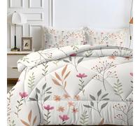 SYHIEGO Couette 200x200 4 Saisons Motif Fleur Aquarelle Couette Imprimée Botanique Couette 2 Personnes 200x200 cm avec 2 Taie d'oreiller 65x65, Edredon Réversible Couette sans Housse(Fleur 05, B)