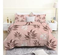 SYHIEGO Couette Légère d'Été 260x240 cm, Couette imprimée Feuilles 2 Personnes, Couette Plante Réversible avec 2 Taies d'oreiller -Vintage - Ei88