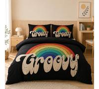 SYHIEGO Parure de Lit 160x200 Enfant Arc-en-Ciel Motif Housse de Couette avec Fermeture Eclair Microfibre Housse Couette Noir Imprimée Adulte 2 Personnes avec 2 Taies d'oreiller 65x65cm