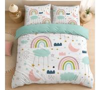 Syhiego Parure de Lit 2 Personne Réversible Ensemble Housse de Couette 220x240 Microfibre 3D Arc-en-Ciel Étoile Motif avec 2 Taies D'oreiller 65x65cm avec Fermeture Eclair pour Adulte Enfant Fille Ado