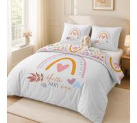 SYHIEGO Parure de Lit Arc-en-Ciel 2 Personnes avec Housse de Couette 220x240 Microfibre Fleur Motif avec 2 Taies d'oreiller 65x65cm avec Fermeture Eclair pour Adulte Enfant Fille Ado
