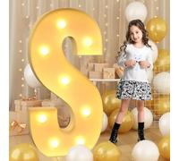 Syibelters Lettre S géante lumineuse à DEL de 100 cm, panneau lumineux en mosaïque pour chapiteau lumineux, lampes à DEL pour Saint-Valentin, anniversaire, Noël, Nouvel An