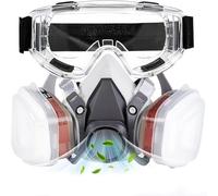 sykua Masque Anti Poussiere Demi-Visage avec Filtres et Lunettes de Sécurité pour Le Resin Epoxy, Les Produits Chimiques, Le Ponçage, Les Travaux de Construction, Le Travail du Bois, La Peinture