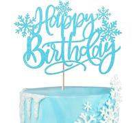SYKYCTCY 1 lot de décorations de gâteau d'anniversaire flocon de neige,Thème d'hiver,Thème de la Reine des Neiges,Décoration de gâteau pour anniversaire, fête sur le thème de la Reine des Neiges,Bleu