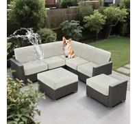SYLC Housse Coussin Exterieur Extensibles pour Salon De Jardin, Impermeable Housses De Coussin De Siège Amovibles pour Terrasse Upholstery Meubles (Ivory,Wide 160-200, Deep 70-85cm)