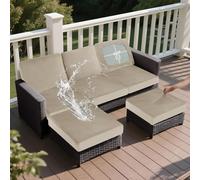 SYLC Housse Coussin Salon De Jardin Exterieur, Impermeable Extensibles Housse Assise pour Terrasse Meubles en Palettes Rotin Upholstery (Beige,Wide 100-125, Depth 50-70)