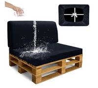 SYLC Impermeable Housse Coussin Palette Exterieur, Velours Housse Assise Salon De Jardin Élastique, Housses pour Meubles en Palettes Europe (Navy Blue,2 PCS(1 Seat+1 Back))