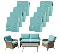 SYLC Lot De 8 Housse Coussin Exterieur Impermeable, Housses Assise Canapé Protection avec Fermeture Éclair, Housse Siège Salon Jardin Terrasse (Light Blue,8pcs 50×45×10cm)
