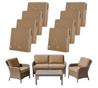SYLC Lot De 8 Housse Coussin Exterieur Impermeable, Housses Assise Canapé Protection avec Fermeture Éclair, Housse Siège Salon Jardin Terrasse (Camel,8pcs 68×63×12cm)
