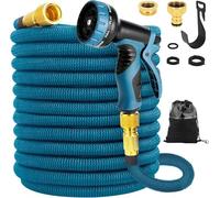 Sylken Tuyau d'arrosage extensible - 3 fois extensible - Flexible - Léger - Pistolet pulvérisateur à 10 fonctions - Tuyau d'arrosage magique pour jardinage, terrasse, voiture, lavage des animaux