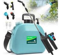 SYLSTAR Pulverisateur Electrique 8L, 7.4V Pulverisateur de Jardin Puissant avec 4 Buses Reglables, 3 Vitesses de Pulverisation et Canne Telescopique, Pulverisateur a Pression pour Cour, Pelouse