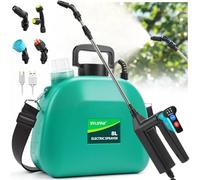 SYLSTAR Pulverisateur Electrique 8L, 7.4V Pulverisateur de Jardin Puissant avec 4 Buses Reglables, 3 Vitesses de Pulverisation et Canne Telescopique, Pulverisateur a Pression pour Cour, Pelouse