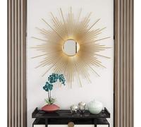 SYLUOQP Miroir décoratif Soleil Or, Grand Miroir Mural décoratif Rond | miroir mural décoration 60 cm / 70 cm / 80 cm de décoration de soleil,70cm