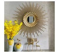SYLUOQP Miroir Mural en Forme de Soleil Miroir décoratif Grand Miroir | rond mural métal doré pour le salon couloir de couloir,23.6in