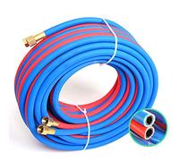 SYLUOQP Tuyau De Soudage Jumelé Oxygène Acétylène,Tuyau Antidéflagrant Industriel, Diamètre Intérieur: 8 Mm, Diamètre Extérieur: 14 Mm,Tuyaux De Torche De Coupe Avec Raccord En Cuivre,10m