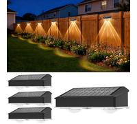 sylvwin Appliques murales solaires d'extérieur - Lot de 4 lampes solaires LED pour murs extérieurs, escaliers, marches, clôtures, garde-corps, jardins et terrasses (Blanc chaud)