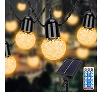 sylvwin G40 Guirlande Lumineuse Exterieure,15M 25 LED 8 Modes Solaire Guirlande Jardin,Guirlande Guinguette Extérieure pour le Jardin l'arbrepatio fête Pièce (Prise en Charge du Chargement USB)