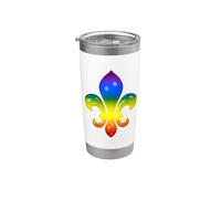 Symbole fleur de lys aux couleurs de l'arc-en-ciel Gobelet isotherme en acier inoxydable double paroi