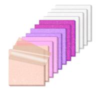 SYMDROMIA Lot de 12 notes adhésives transparentes à paillettes givrées de 7,6 x 7,6 cm, adhésif transparent semblable au verre pour femme, fournitures scolaires de bureau, 600 feuilles (couleur D)