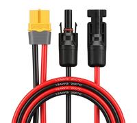 Synkris Câble de charge solaire avec fiche solaire vers XT60 - Câble d'extension 12 AWG - Compatible avec Ecoflow DELTA River 2 Max Pro Mini Bluetti Powerstation - Générateur solaire - 1 m