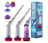 Synoshi Pro Kit Brosse Électrique Rotative avec Accessoires Salle de Bain | Inclut brosse ronde, 2 brosses coniques, éponge magique, poignée d'extension, Sans fil, rechargeable
