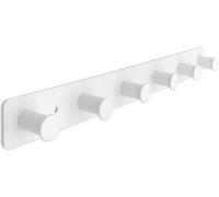 SYPEN crochet de porte-manteau en acier inoxydable, crochet mural autocollant et vis, rail de porte-manteau blanc avec 6 crochets, crochet de porte-manteau mural
