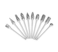 Syrisora 10 Pièces Fraises en Acier au Carbure de Tungstène, Ensemble de Limes Rotatives à Double Coupe avec Tige de 3 Mm pour le Travail des Métaux, Sculpture sur Acier, Alliage