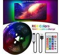 Syrisora Bande Lumineuse LED USB, 16 Couleurs, 4 Modes RVB Changeant de Couleur, Rétroéclairage TV Flexible avec Télécommande, pour Vitrine TV, Décoration de Chambre à Coucher (0.5)