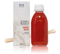 SYS Arômes désodorisants Mikado Fruits rouges - Parfum doux et fruité - Recharge pour diffuseur avec bâtonnets - Longue durée - Idéal pour la maison, le bureau, la salle de bain - 200 ml avec 8