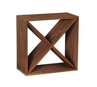 System Cube 50, module 1 « X » Étagère à vin pour 24 bouteilles, épicéa couleur tabac, empilable/extensible, 50 x 50 x 25 cm (hauteur x largeur x profondeur)