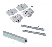 Emuca - Système pour 2 portes coulissantes soutenues en bois, fermeture amortie, panneaux non incluses, Acier et aluminium, anodisé