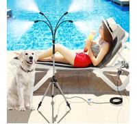 Système Brumisation Sur Pied 109cm Tuyau Flexible 4 Buses Rafraîchisseur Terrasse Jardin Animaux PIQUET D'ATTACHE