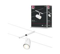 Paulmann 94468 Système de câbles Cup Spot simple max. 10 W, blanc dépoli, chrome, matière plastique, rail en métal GU5,3